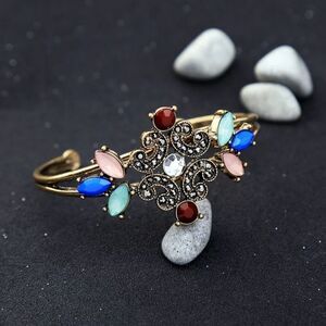 Colorful Crystal Open Cuff Bracelet